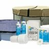24' Round Ultimate Above Ground Winter Pool Cover 12-Year With Leaf Net And Chemical Closing Kit Bundle